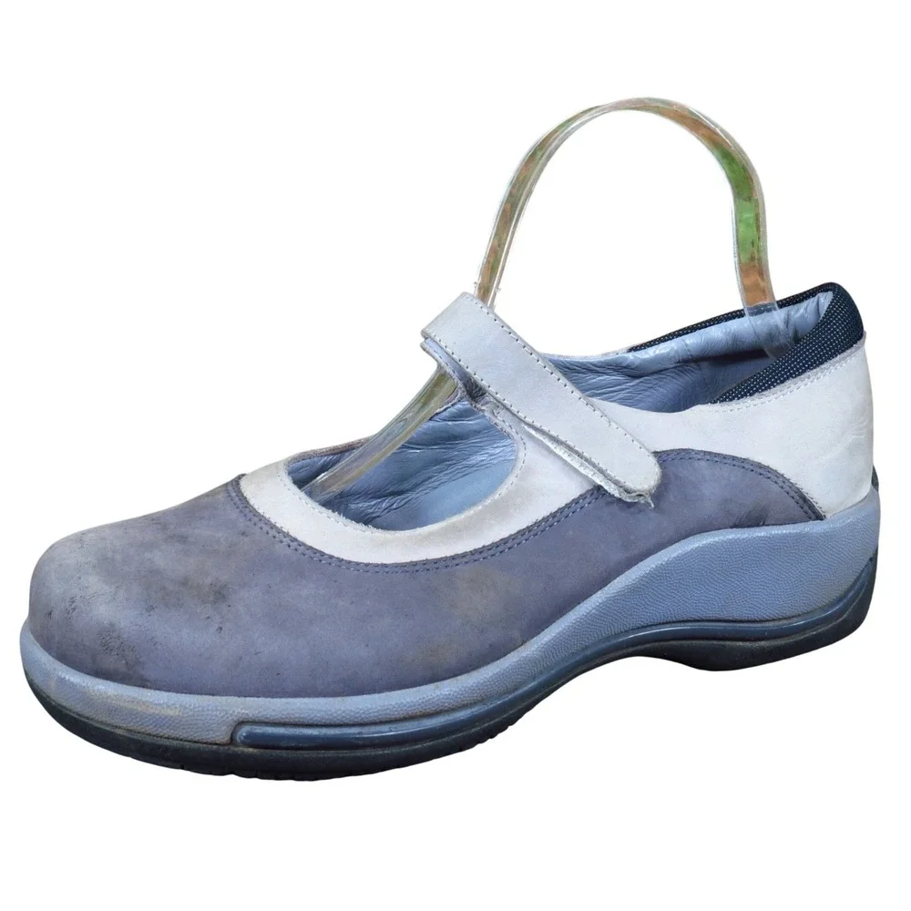 Dansko Annie Mary Jane Women 39 Comfort Work Shoes Gray Bicolor Suede